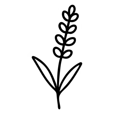 minimal lavender sprig icon, simple lines, clean design sticker