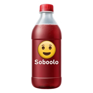 sobolo emoji (ghanain drink)  in a plastic bottle and make the juice dark red no face write sobolo on it sticker