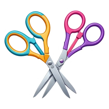 pair of scissors and cut paper shapes, fun and inviting sticker