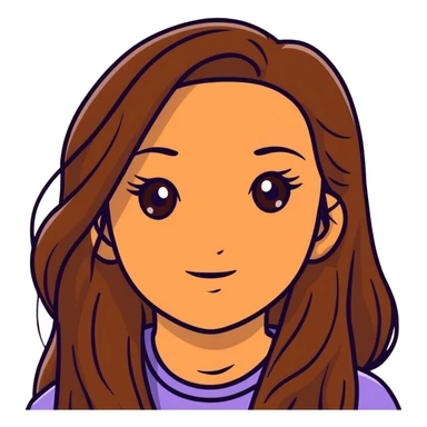 fair medium tan skin girl with hazel eyes and brown long hair sticker