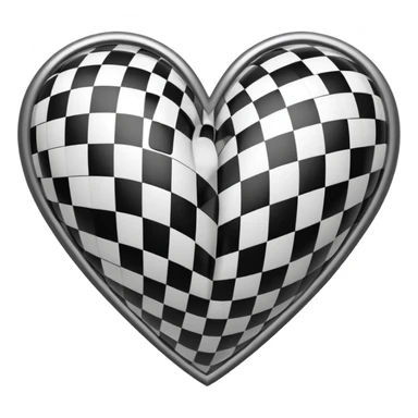 black and white checkered heart sticker