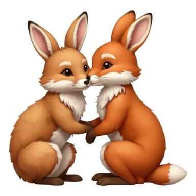 Fox kissing a bunny sticker