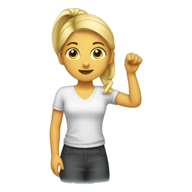 A girl putting making on sticker