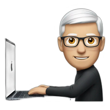 tim cook with a black macbook pro sticker