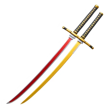 grey shiny blade with red and yellow handle katana sticker