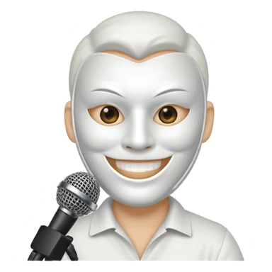 smiling mask with a microphone sticker