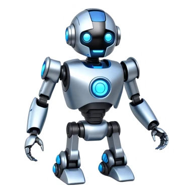 A futuristic robot with a sleek metallic body and glowing features sticker