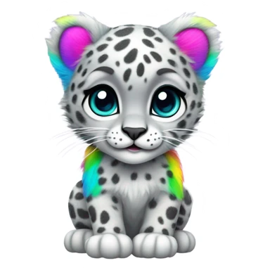 neon rainbow snow leopard cub sticker