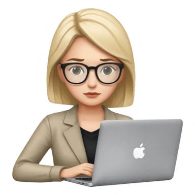 create emoji of her coding and looking at her macbook sticker