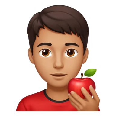I want you to create an emoji of a spanish sergeant,  He should be a young guy with dark brown hair, brown eyes, his skin color like he’s tan and he’s eating an apple  sticker