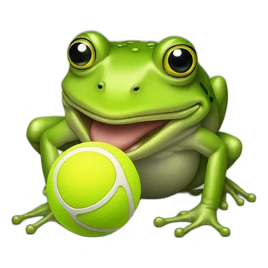 a realistic frog eating a tennis ball sticker