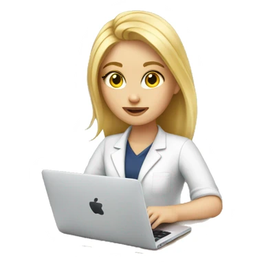 Blond white girl working on MacBook  sticker