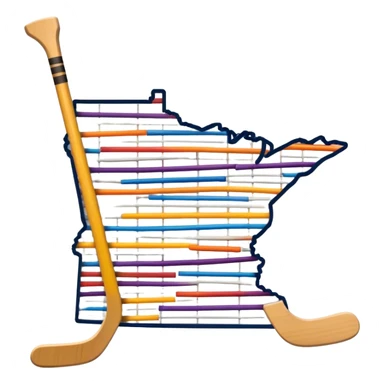 Minnesota state outline with hockey sticks sticker