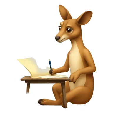 kangaroo writing an essay on paper sticker