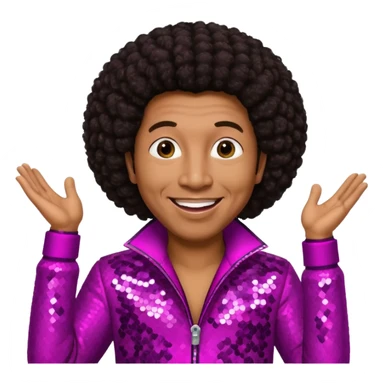 Smokey Robinson with long dark brown afro hair, magenta sequin outfit  sticker
