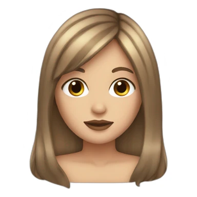 Brown long hair white girl with curtain bangs  sticker