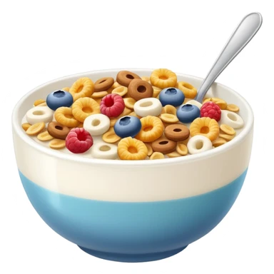 a bowl of cereal with milk, simple, clear sticker
