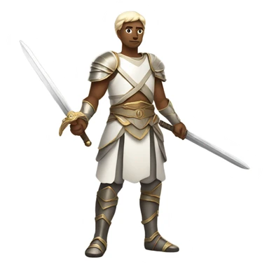 Warrior prince with white body, with sword on hand and full body  sticker