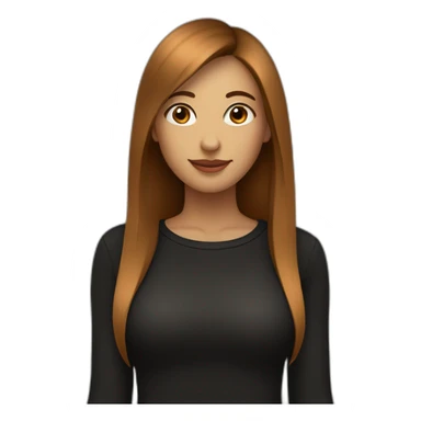 Femme au cheveux lisse marron et à la peau blanche qui porte un pull noir sticker