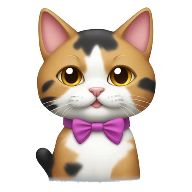 Tricolor cat with a bow around its neck sticker