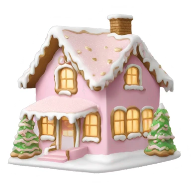 light pink and gold and white gingerbread house sticker