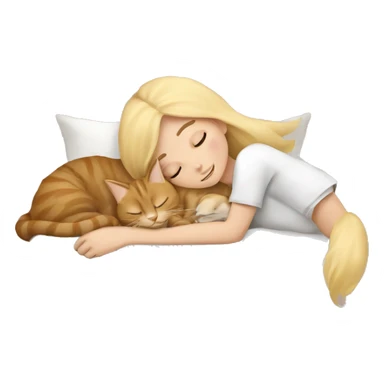Pretty blonde girl sleeping with her beige main coon cat sticker