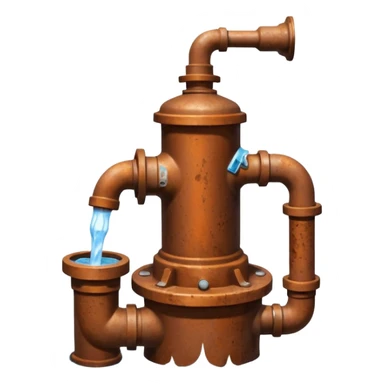 Ghibli style water pump with water pouring out of it sticker