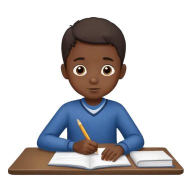 a little dark-skinned boy doing his homework
 sticker