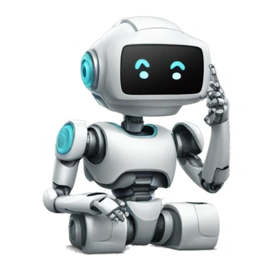 robot looking at his iphone sticker