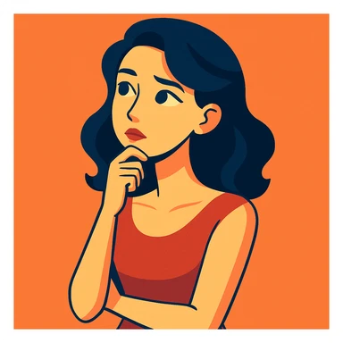 a beautiful girl thinking, elegant, soft lighting, expressive face, modern illustration style sticker
