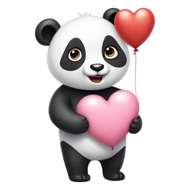 pastel panda holding a heart-shaped balloon sticker