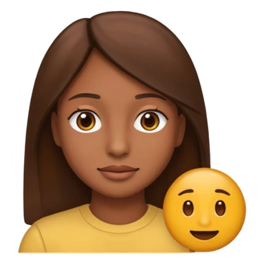 Create a emoji version of me with brown skin color, brown eyes and brown straight hair  sticker