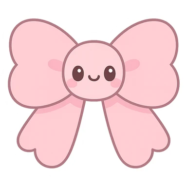 fluffy bow, kawaii style, cute face sticker