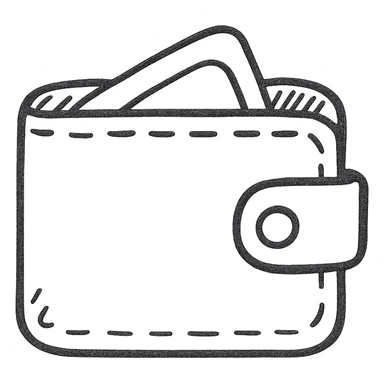 wallet icon, hand drawn black outline sticker