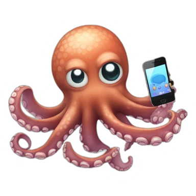 Octopus talking with smartphone sticker