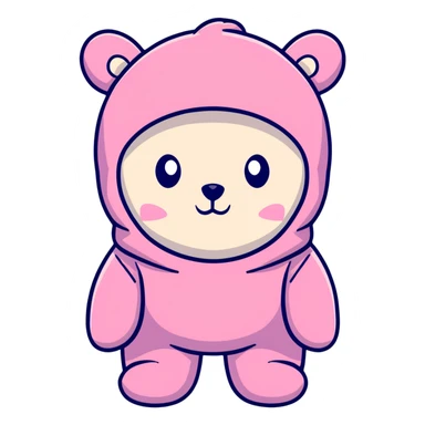 bear wearing a pink balaclava, cartoon sticker sticker