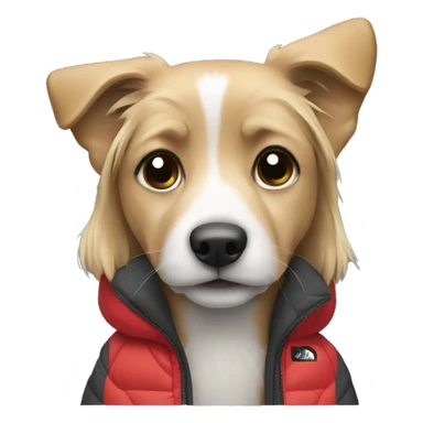 dog with north face jacket on sticker
