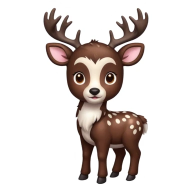 Colorful dark realistic chocolate-brown tropical beige fur glorious divine exotic cute cool beautiful shiny beautiful fantasy-Furret-Eevee-caracal-civet-genet-sergal-vernid-Cacomistle-oncilla-animal-Fakémon-hybrid-fursona with white deer-spots pattern markings (full body) sticker