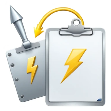 gear with checkmark and lightning bolt with clipboard sticker