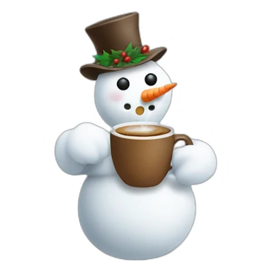 snowman drinking coffee sticker