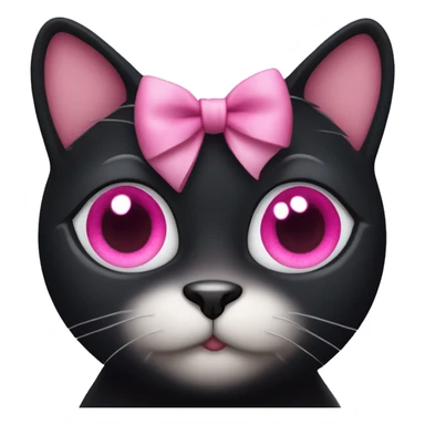 a black cat with a pink bow and pink hearts in her eyes sticker