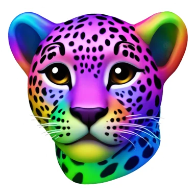 neon rainbow leopard cub sticker