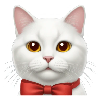 White cat with a red bow sticker