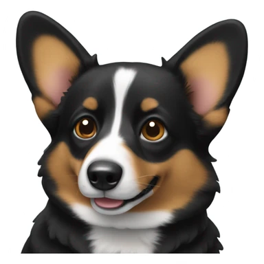 Black corgi with one ear down sticker