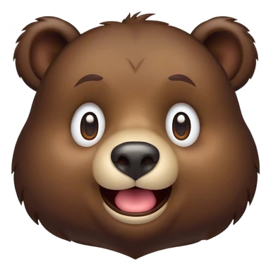 Cinematic Comical Bear Portrait Emoji, Head tilted dramatically with an exaggeratedly amused expression, featuring a striking, glossy dark brown fur with bold fur texture, wide, expressive eyes filled with playful disbelief, Simplified yet hilariously expressive features, highly detailed, glowing with a slightly sassy glow, high shine, dramatic yet playful, stylized with an air of cheeky wilderness mischief, bright and endearing, soft glowing outline, capturing the essence of a spirited and over-the-top bear, so meme-worthy it feels like it could roar its way into internet fame instantly! sticker