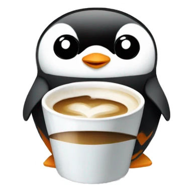 Cute penguin holding coffee in the fin sticker