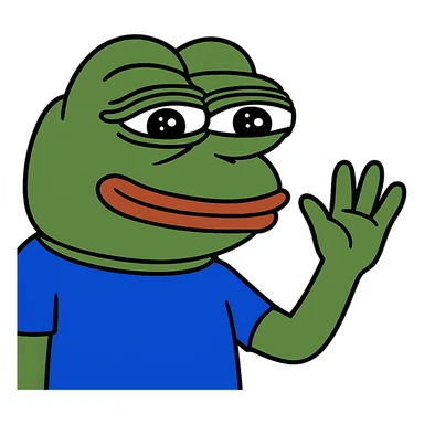 Remove the background, keep only Pepe the Frog waving with no background, transparent background. sticker