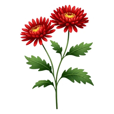 single Bright Red Chrysanthemum, straight stem sticker