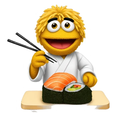 bert the muppet eating sushi sticker