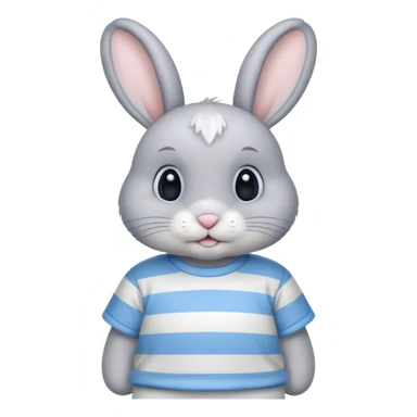bunny wearing blue stripe tshirt sticker